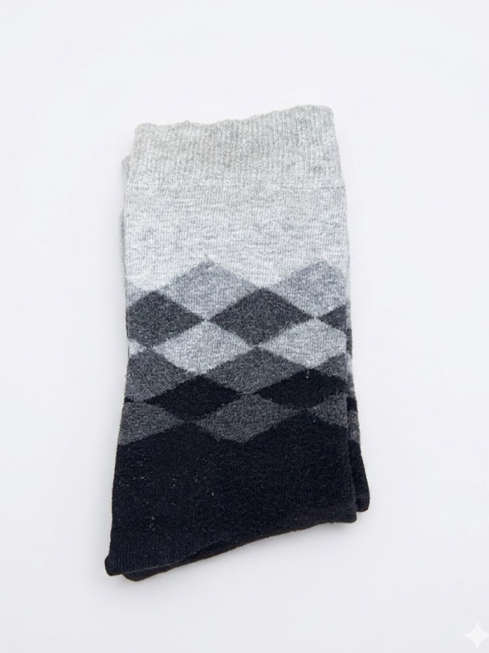 Happy Socks Unisex Grey Argyle Crew Socks OSFM Black & Grey Monochrome